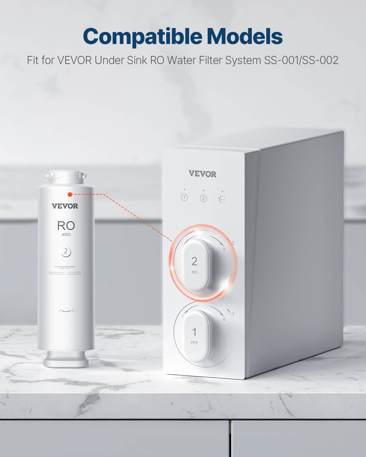 VEVOR Système osmose inverse 400 GPD, 9 étapes, réduit plomb chlore, sous évier. - Image 6