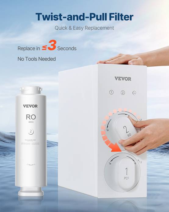 VEVOR Système osmose inverse 400 GPD, 9 étapes, réduit plomb chlore, sous évier. - Image 5