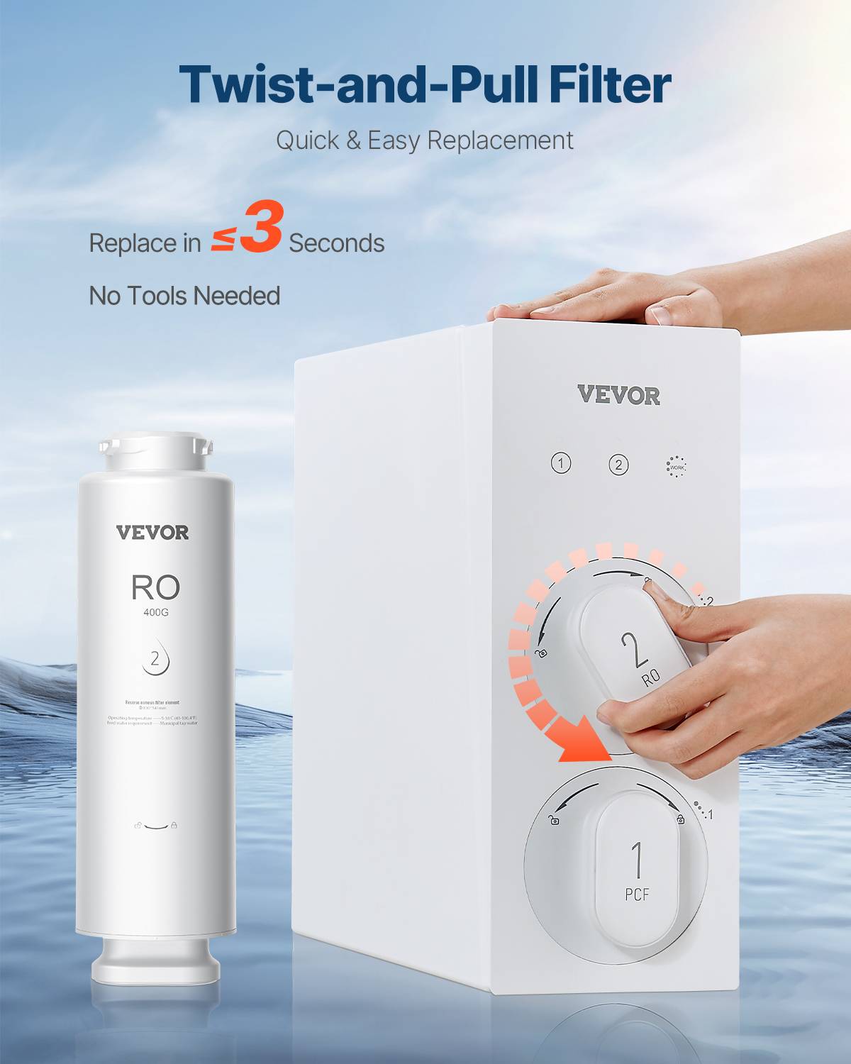VEVOR Système osmose inverse 400 GPD, 9 étapes, réduit plomb chlore, sous évier. - Image 5