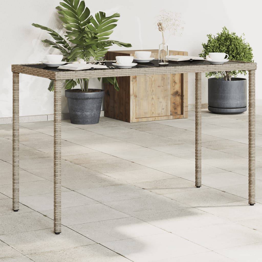 ComfortXL - Table de Jardin Design 115x54cm en Résine Tressée Grise et Verre Sécurit, Style Moderne – ComfortXL Outdoor Living - Image 1