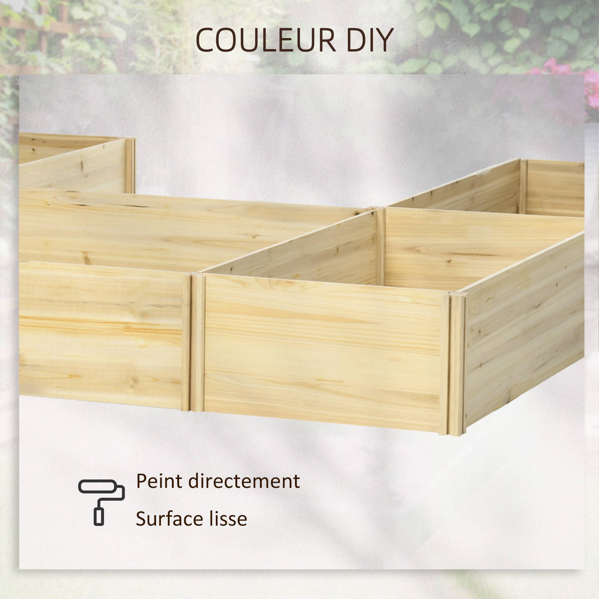Outsunny - Lot 5 bacs jardinières potagers modulables extérieur 230x230x28 cm aménagement extérieur bois sapin pré-huilé naturel - Outsunny - Image 5