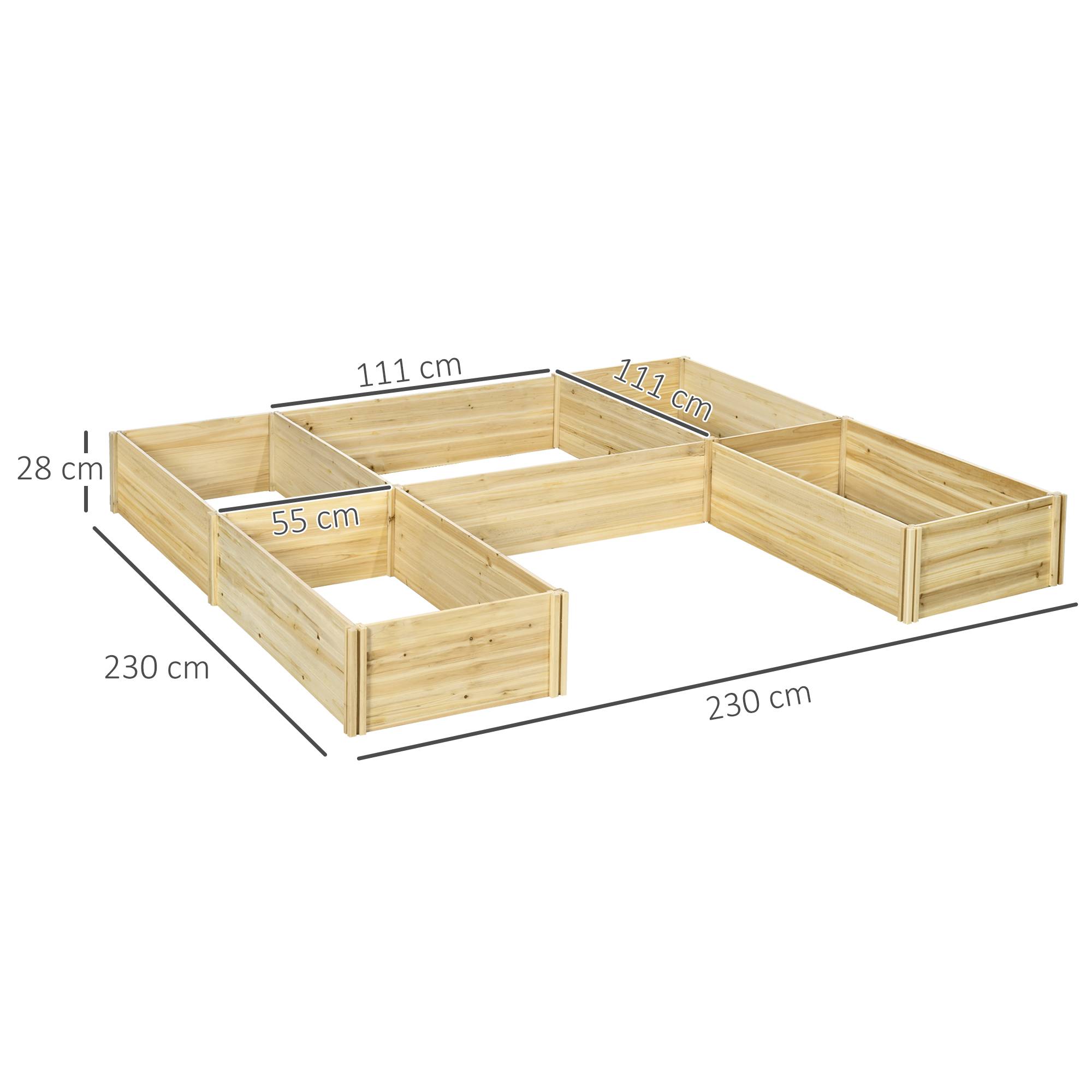 Outsunny - Lot 5 bacs jardinières potagers modulables extérieur 230x230x28 cm aménagement extérieur bois sapin pré-huilé naturel - Outsunny - Image 3