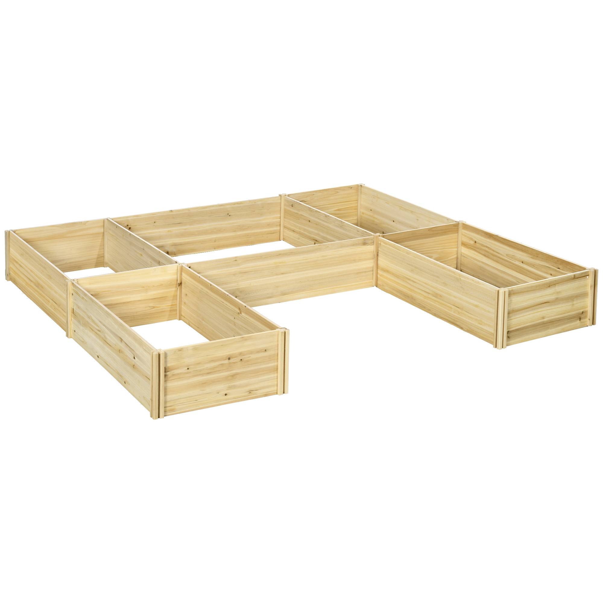 Outsunny - Lot 5 bacs jardinières potagers modulables extérieur 230x230x28 cm aménagement extérieur bois sapin pré-huilé naturel - Outsunny - Image 1