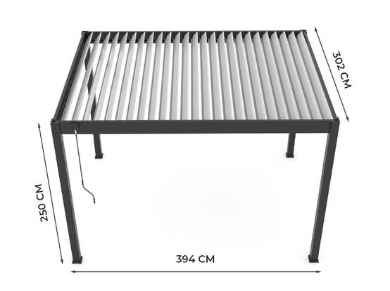 Pergola Bioclimatique Aluminium Autoportée 12m² - 3x4 - Kit LED Inclus - Anthracite - Lames en Aluminium a 120 degrés - ECLIPSE - Image 4