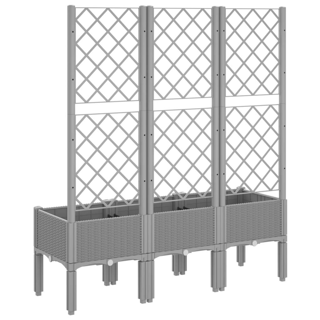 Jardinière avec treillis PP gris clair 120 x 40 x 142 cm - PANGIVO - Image 5