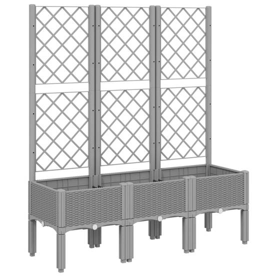 Jardinière avec treillis PP gris clair 120 x 40 x 142 cm - PANGIVO - Image 2