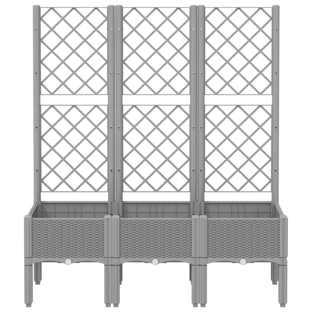 Jardinière avec treillis PP gris clair 120 x 40 x 142 cm - PANGIVO - Image 3