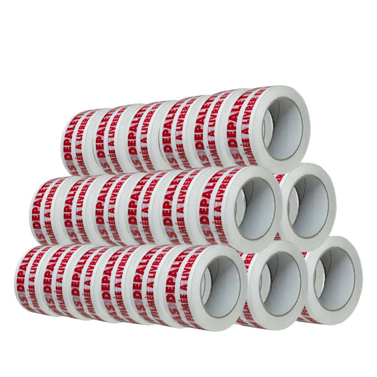Ruban adhésif d'emballage 28µ blanc imprimé "NE PAS DEPALETTISER" en rouge -  Adhésif 50 mm x 100 m - Carton de 36 TECPLAST - Imagen 1