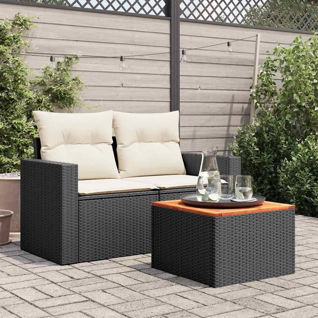 Table de jardin résine tressée bois acacia noire 55 x 55 x 37 cm - PANGIVO - Image 3