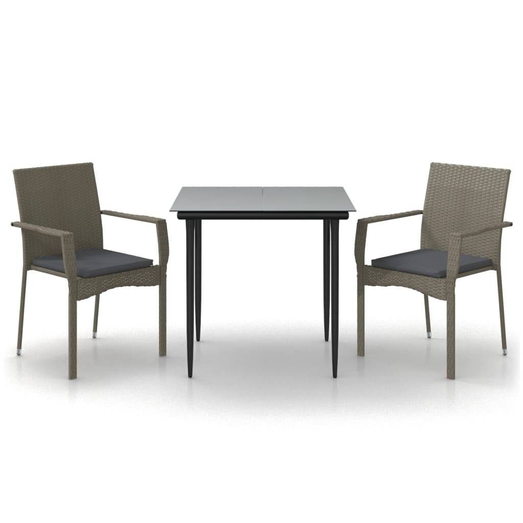 Salon de Jardin 2 Personnes Bicolore Résine Tressée Gris/Noir avec Accoudoirs – ComfortXL Outdoor Living - Image 2