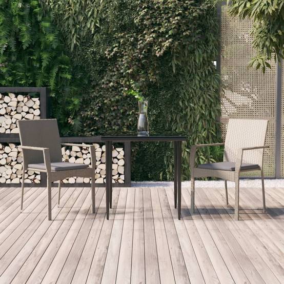 Salon de Jardin 2 Personnes Bicolore Résine Tressée Gris/Noir avec Accoudoirs – ComfortXL Outdoor Living - Image 1