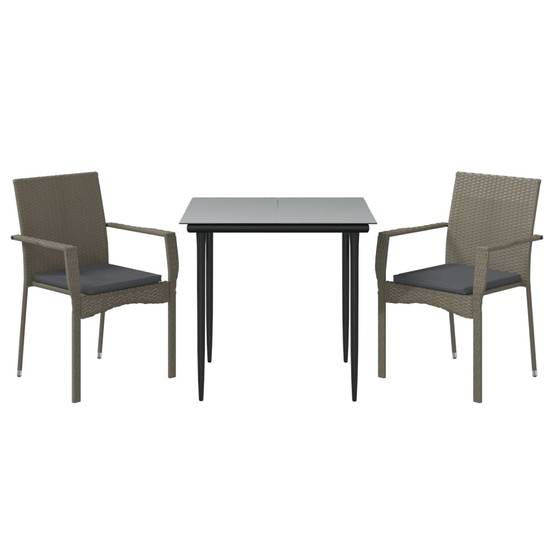 Salon de Jardin 2 Personnes Bicolore Résine Tressée Gris/Noir avec Accoudoirs – ComfortXL Outdoor Living - Image 3
