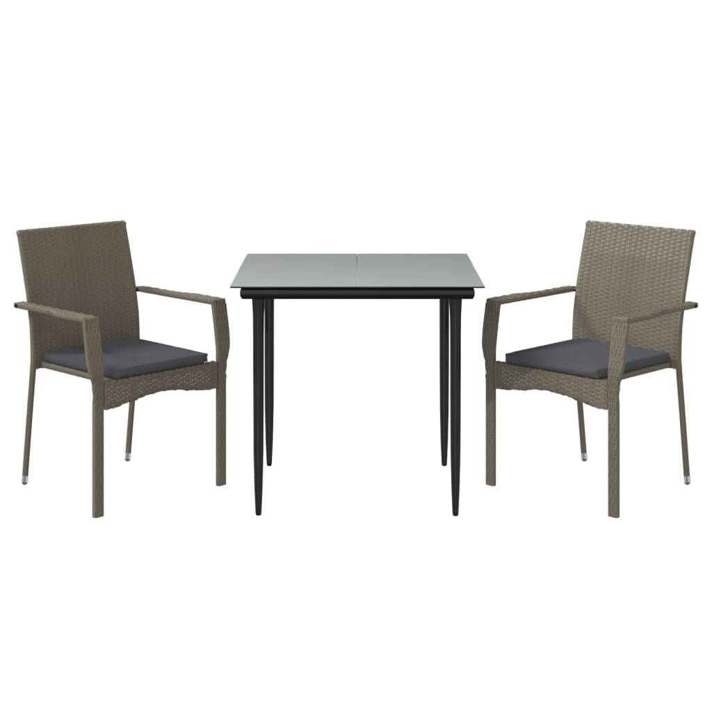 Salon de Jardin 2 Personnes Bicolore Résine Tressée Gris/Noir avec Accoudoirs – ComfortXL Outdoor Living - Image 3