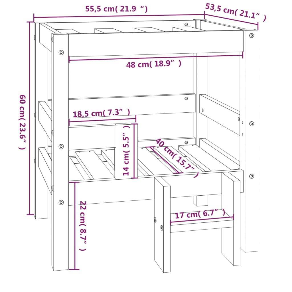 Vidaxl - Lit pour chien Noir 55,5x53,5x60 cm Bois de pin solide vidaXL 822371 - Imagen 3