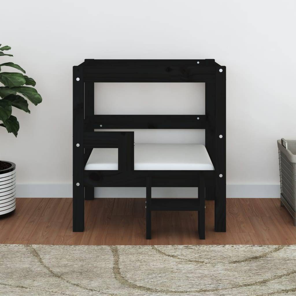 Vidaxl - Lit pour chien Noir 55,5x53,5x60 cm Bois de pin solide vidaXL 822371 - Imagen 4