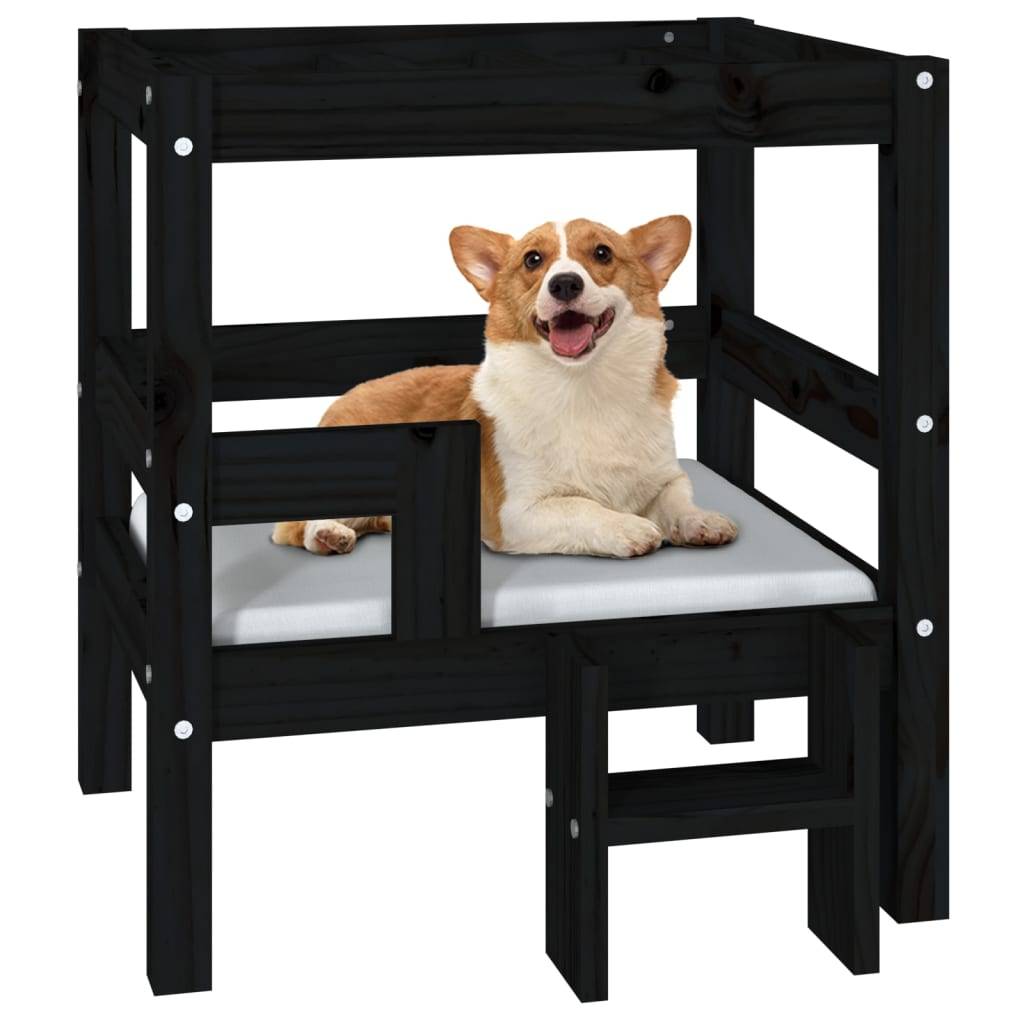 Vidaxl - Lit pour chien Noir 55,5x53,5x60 cm Bois de pin solide vidaXL 822371 - Imagen 5