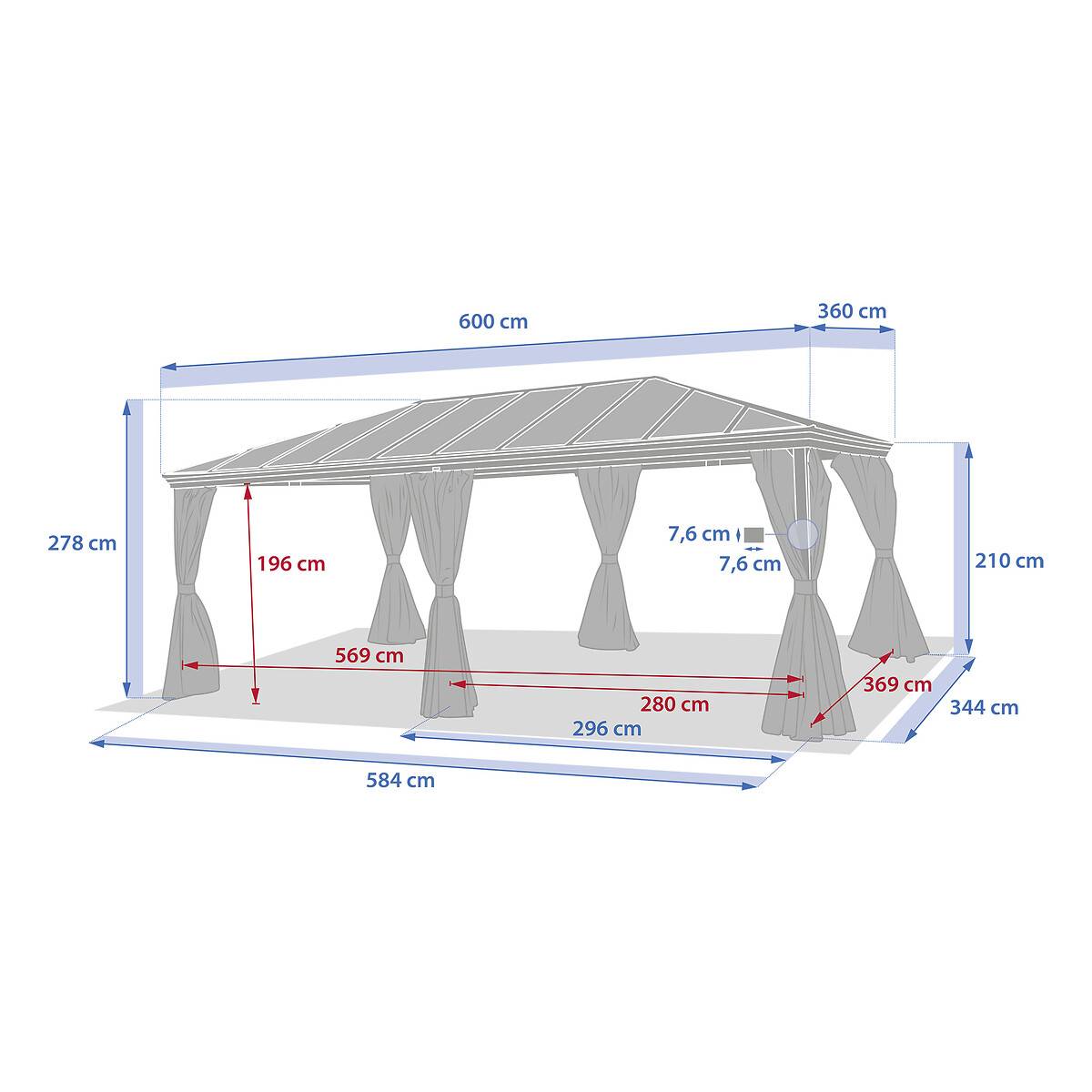 Hesperide - Pergola autoportante "Belize" graphite 3,6 x 6m en aluminium et polycarbonate Hespéride - Image 7