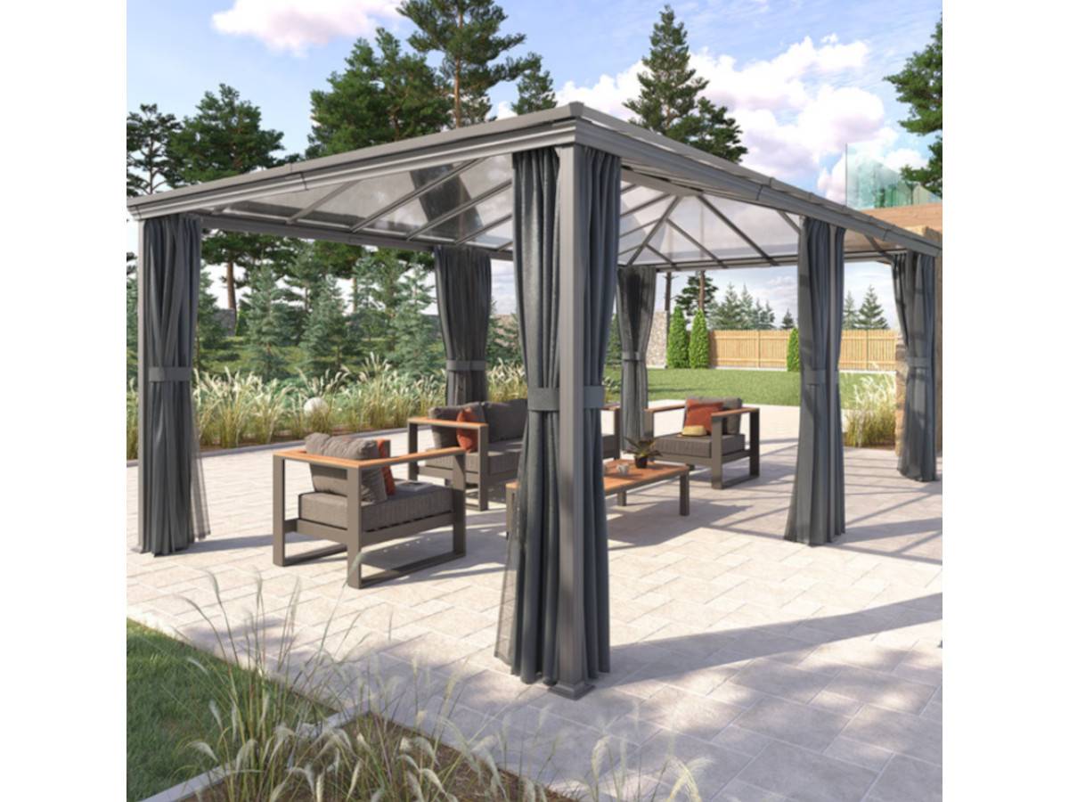 Hesperide - Pergola autoportante "Belize" graphite 3,6 x 6m en aluminium et polycarbonate Hespéride - Image 6