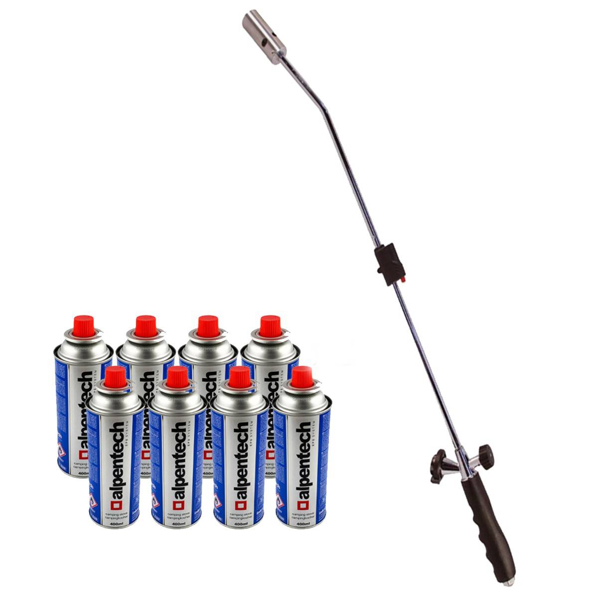 Desherbeur thermique piezo Chalumeau gaz + 8 Recharges Desherbant thermique Brule herbes - Image 1
