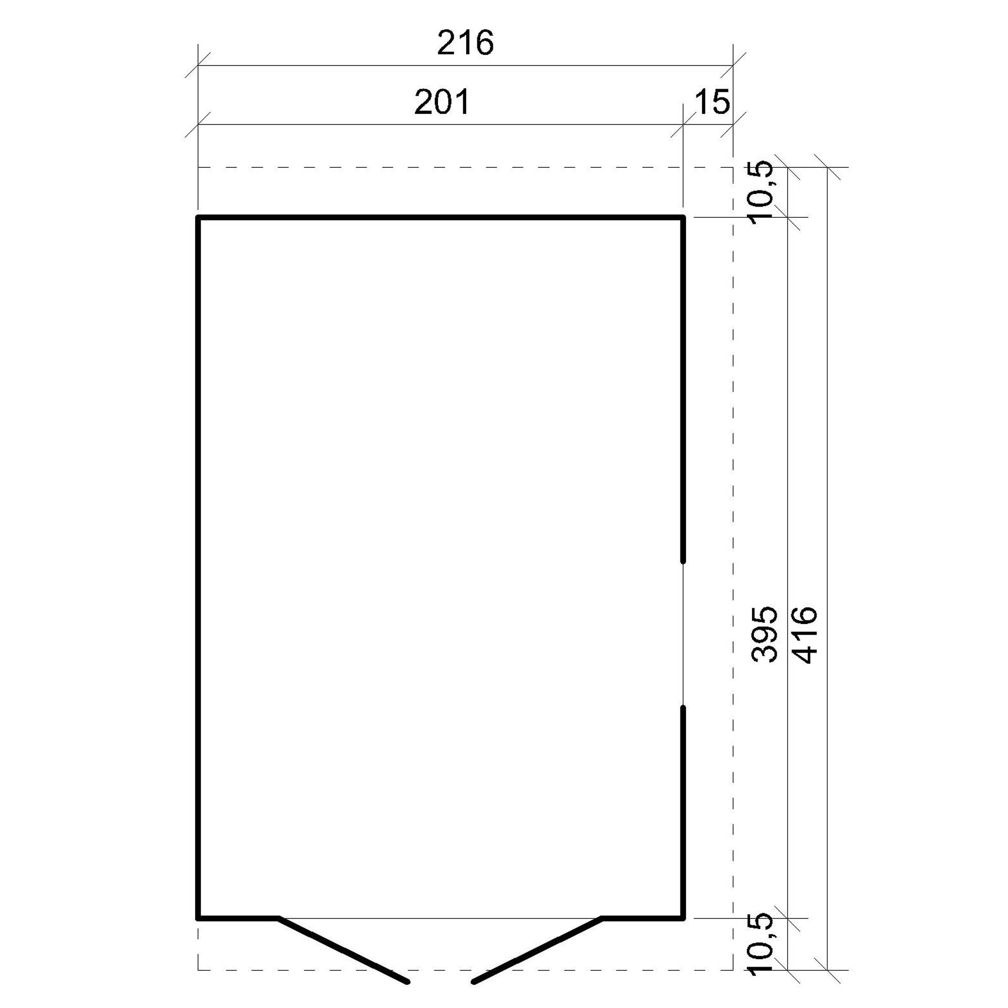 Timbela - Abri de Jardin en Bois Naturel H243x216x416 cm / 8 m² sans paroi latérale avec les planchers imprégné - 17 mm d’épaisseur - Timbela M340+M340G - Image 7