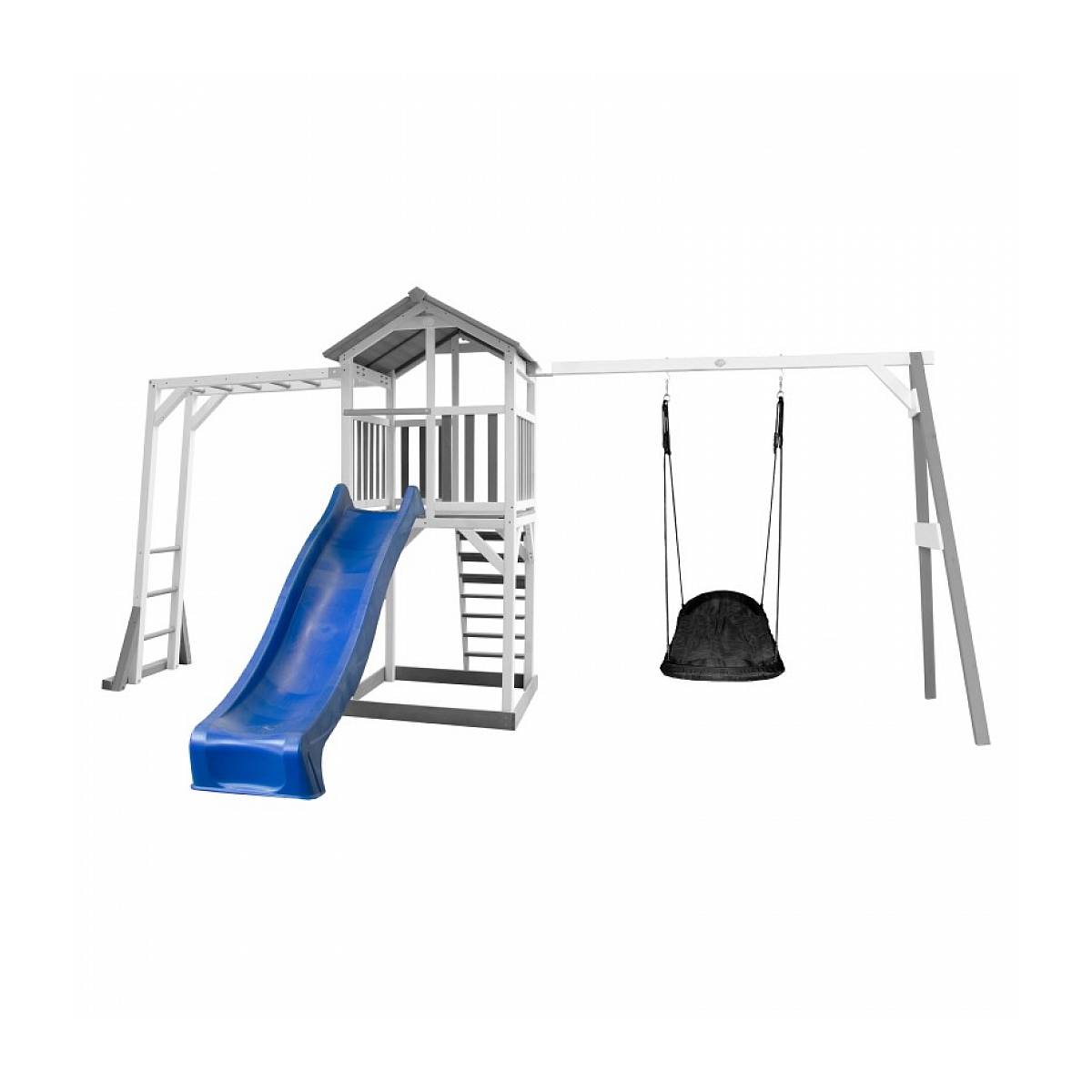 AXI Structure de Jeu Beach Tower en Bois avec Toboggan et Balançoire Roxy - Gris et Blanc - Image 1