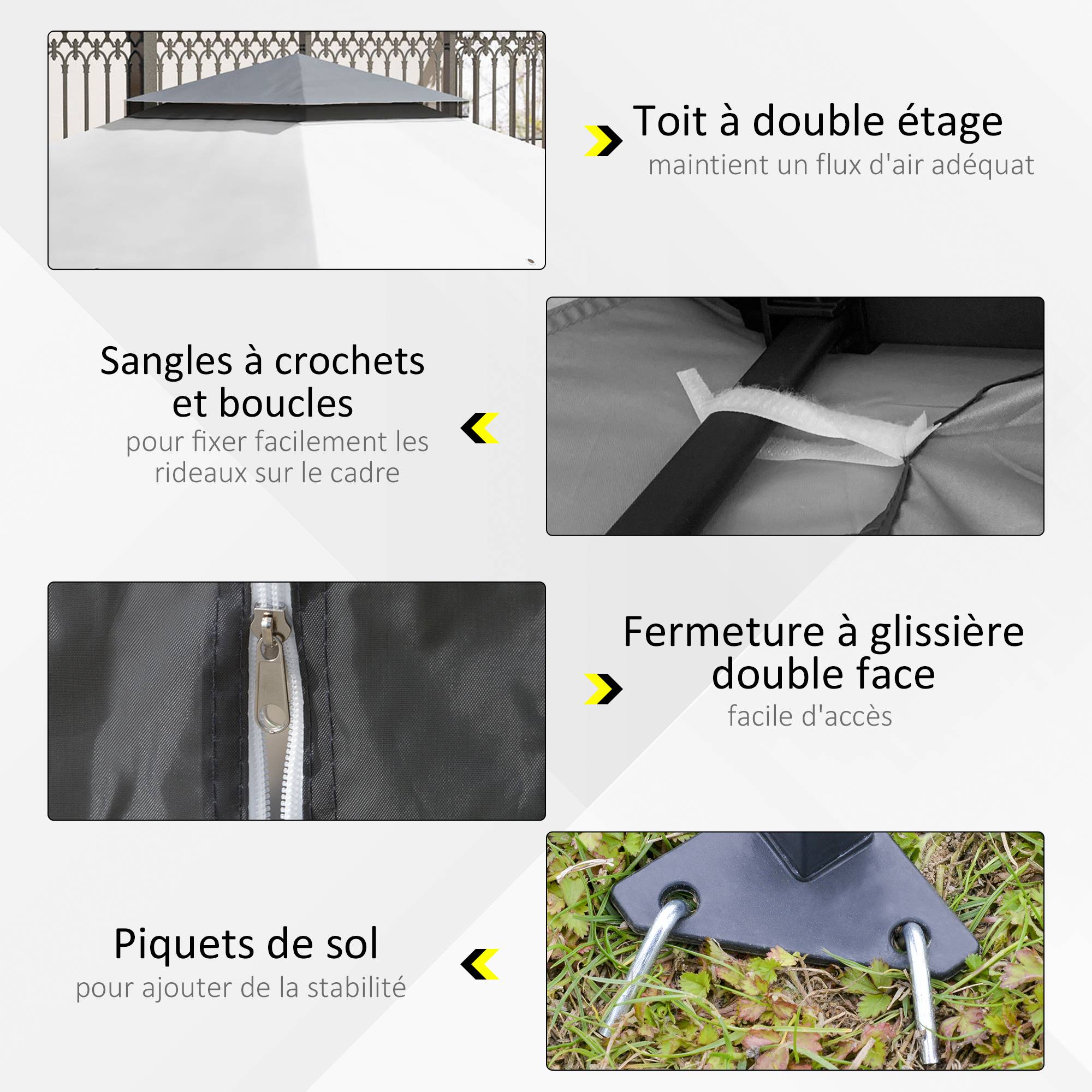 Tonnelle barnum de jardin pop-up pliant acier polyester moustiquaires + sac de transport à roulettes gris - Image 9