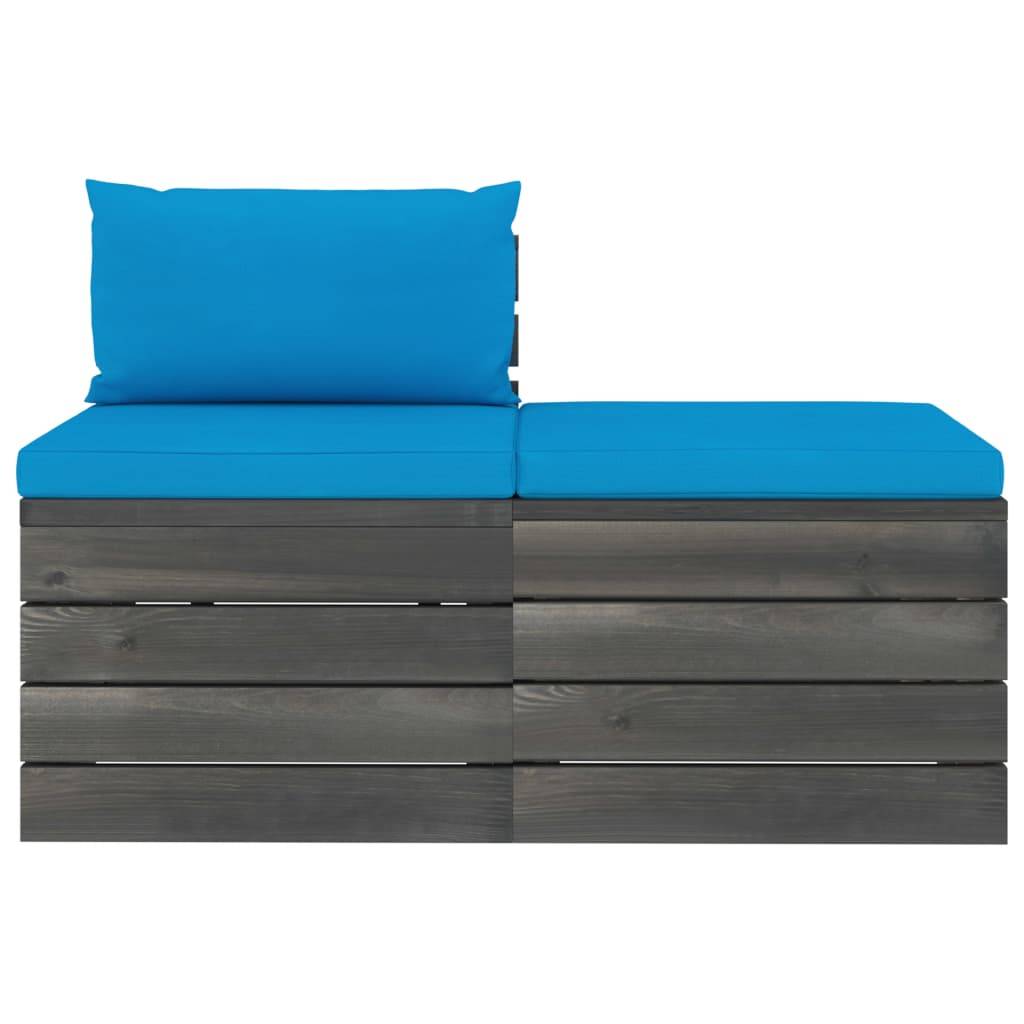 Helloshop26 - Salon de jardin palette meuble d'extérieur ensemble de mobilier 2 pièces avec coussins bois de pin massif - Imagen 2