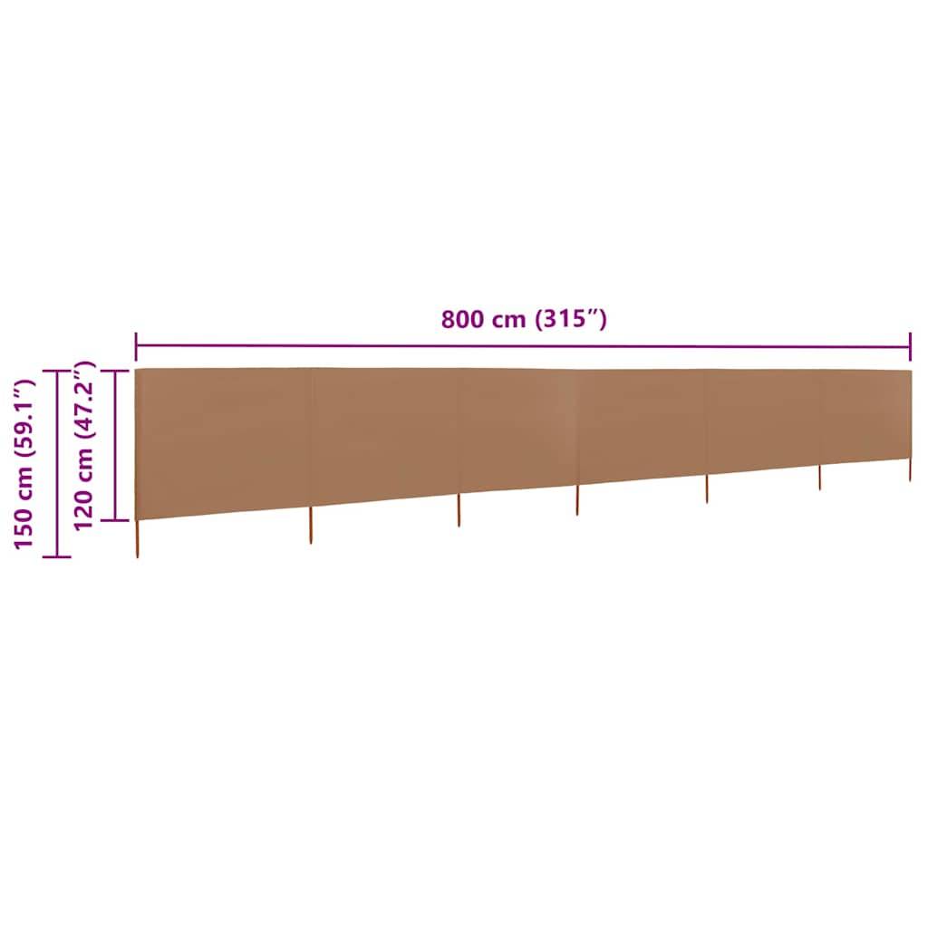 Paravent 6 panneaux tissu non-tissé bois taupe 800 x 120 cm - PANGIVO - Image 6