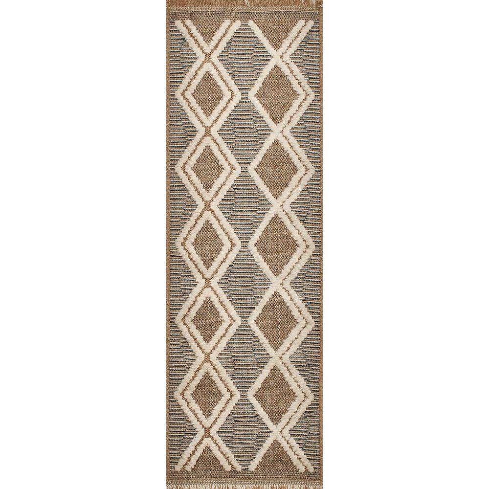 Jardindeco - Tapis intérieur extérieur aspect jute bleu Tijuana 9048 230 x 160 cm - Imagen 4