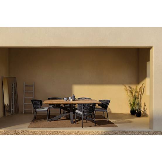 Autre - Table à manger de jardin rectangulaire teck et métal L200 - CAP FERRET - Imagen 5