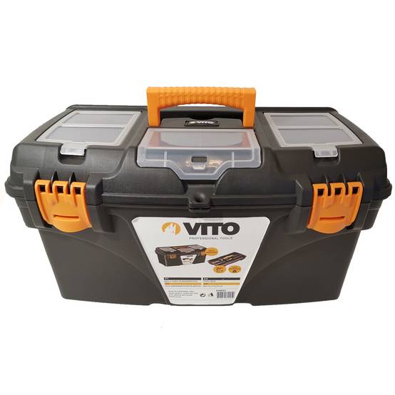Boite à outils 21" 535 x 291 x 280 mm Grande malette 3 organiseurs sur couvercle + Porte outils interieur VITO - Imagen 1