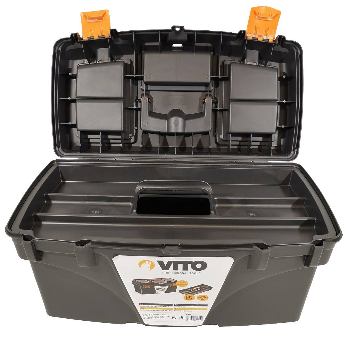 Boite à outils 21" 535 x 291 x 280 mm Grande malette 3 organiseurs sur couvercle + Porte outils interieur VITO - Imagen 4
