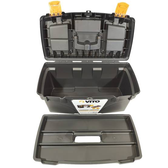Boite à outils 21" 535 x 291 x 280 mm Grande malette 3 organiseurs sur couvercle + Porte outils interieur VITO - Imagen 3