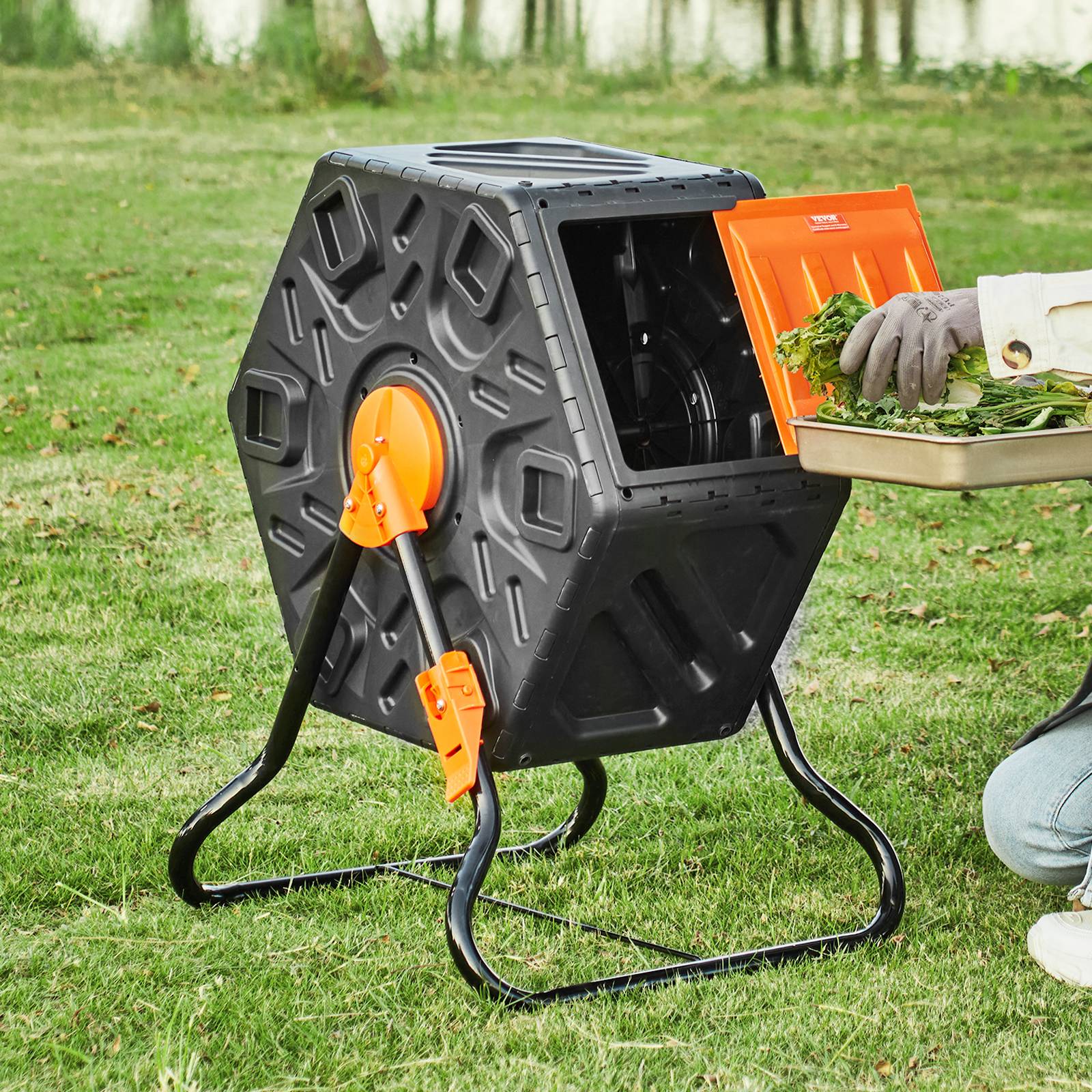 VEVOR Composteur jardin rotatif 70 L, PP et acier, charge 20 kg. Chambre unique, déchets organiques. - Image 8
