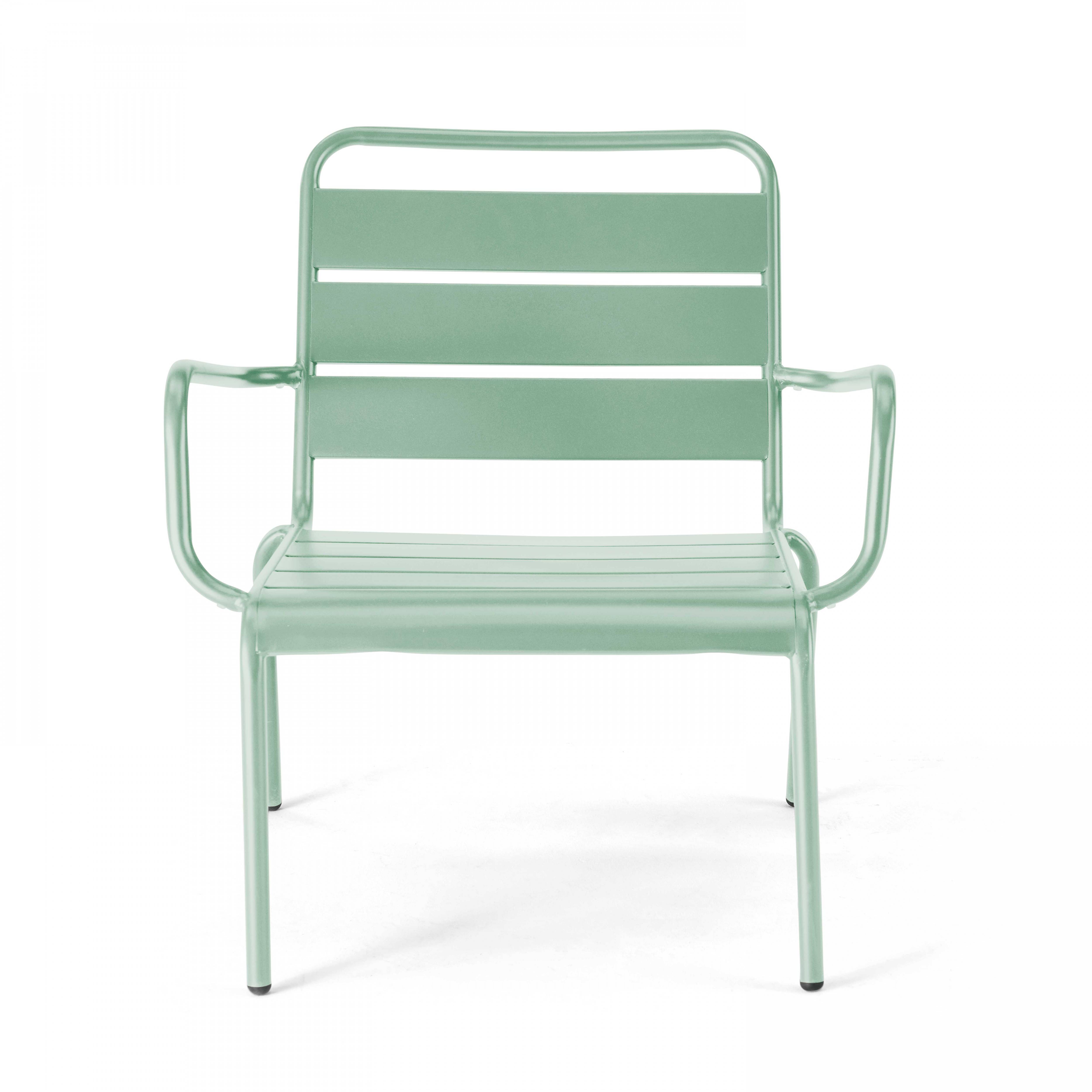 Oviala - Fauteuil de jardin bas relax acier vert sauge Palavas - Oviala - Imagen 3