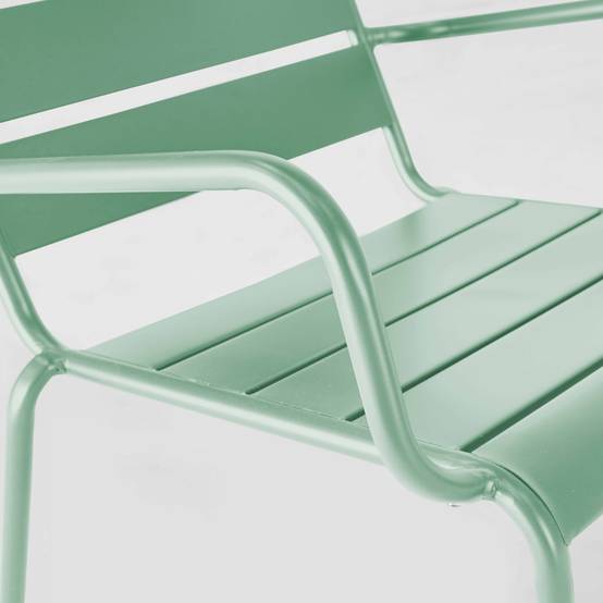 Oviala - Fauteuil de jardin bas relax acier vert sauge Palavas - Oviala - Imagen 4