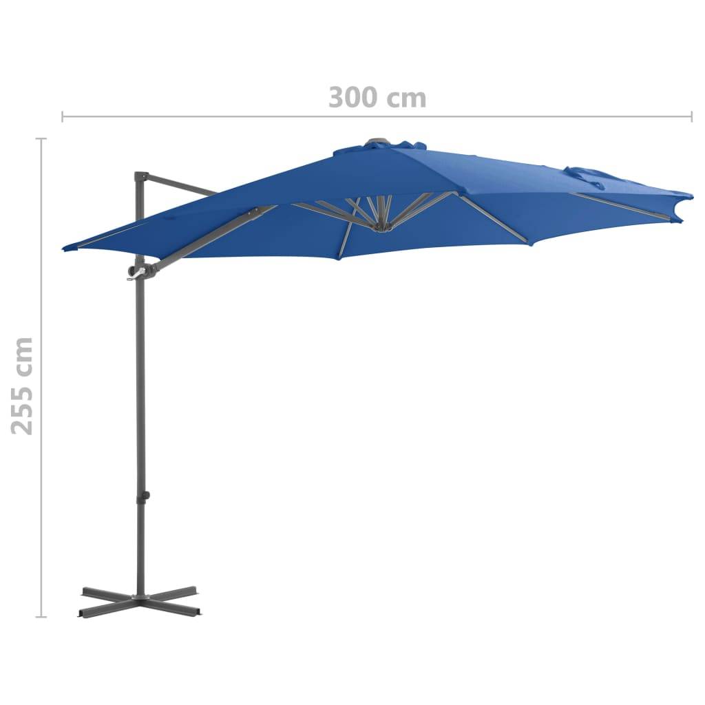 Helloshop26 - Parasol déporté avec mât en acier 300 cm bleu azuré - Imagen 8