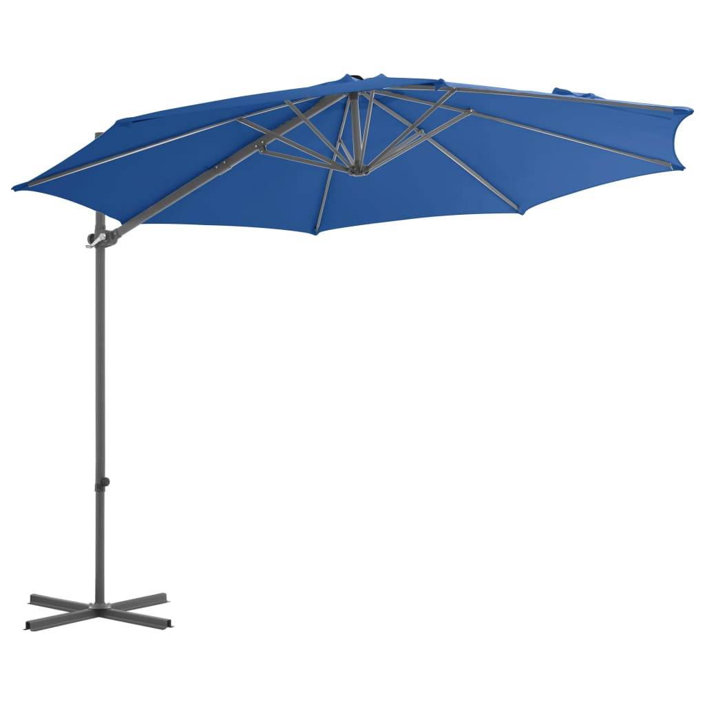 Helloshop26 - Parasol déporté avec mât en acier 300 cm bleu azuré - Imagen 2