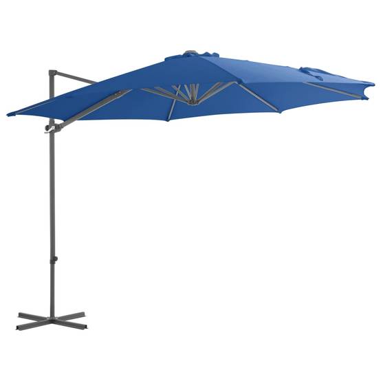 Helloshop26 - Parasol déporté avec mât en acier 300 cm bleu azuré - Imagen 1