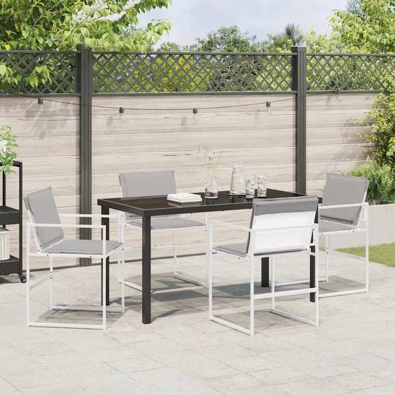 5 pcs Salon De Jardin - Mobilier D'extérieur Blanc - Image 4