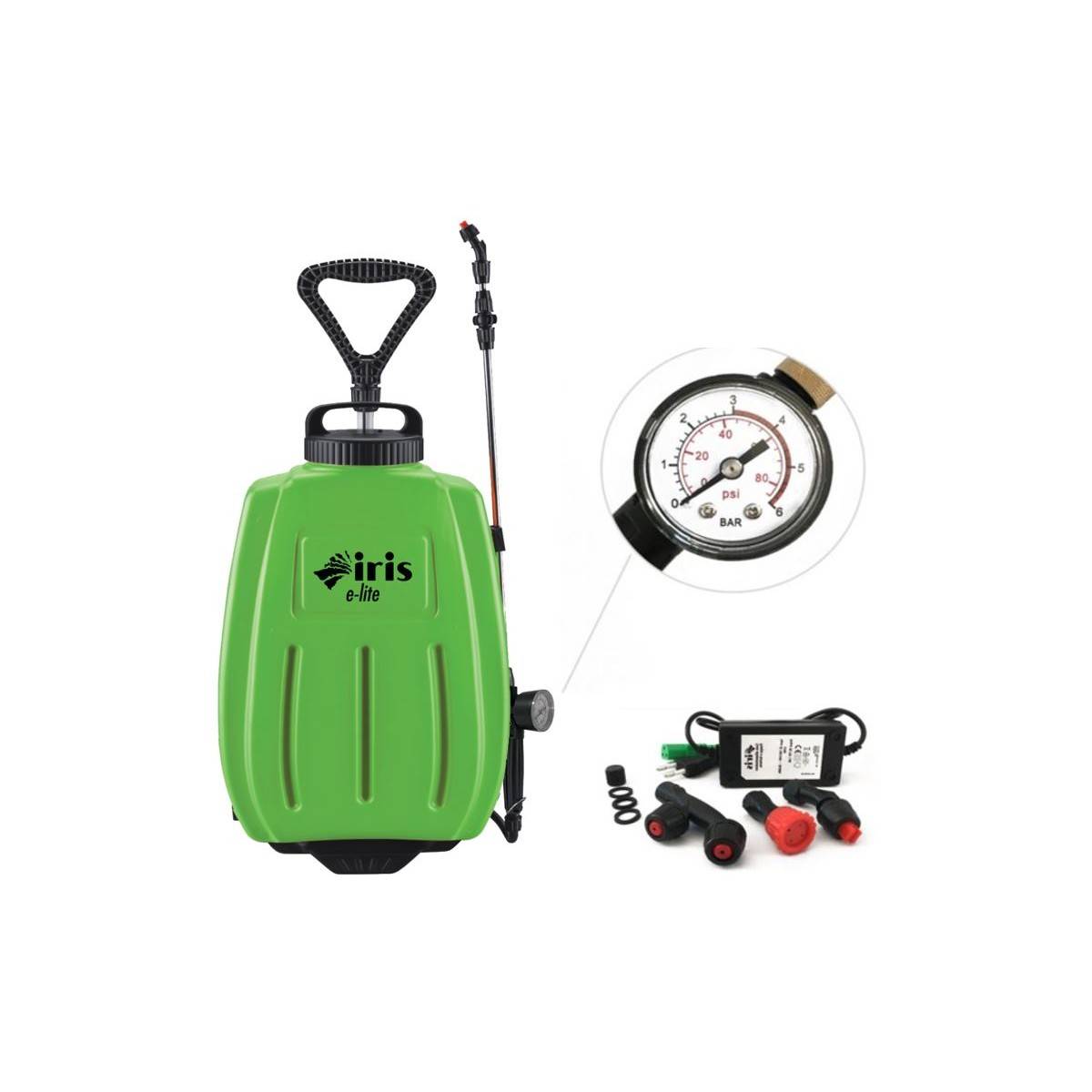 Pulverisateur électrique 16L Batterie Lithium 8Ah Chariot trolley et Bretelles Chargeur + 3 buses IRIS - Imagen 2