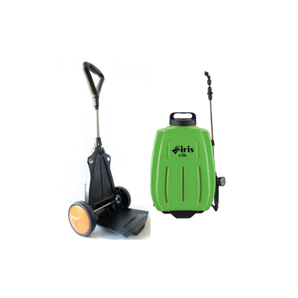 Pulverisateur électrique 16L Batterie Lithium 8Ah Chariot trolley et Bretelles Chargeur + 3 buses IRIS - Imagen 1