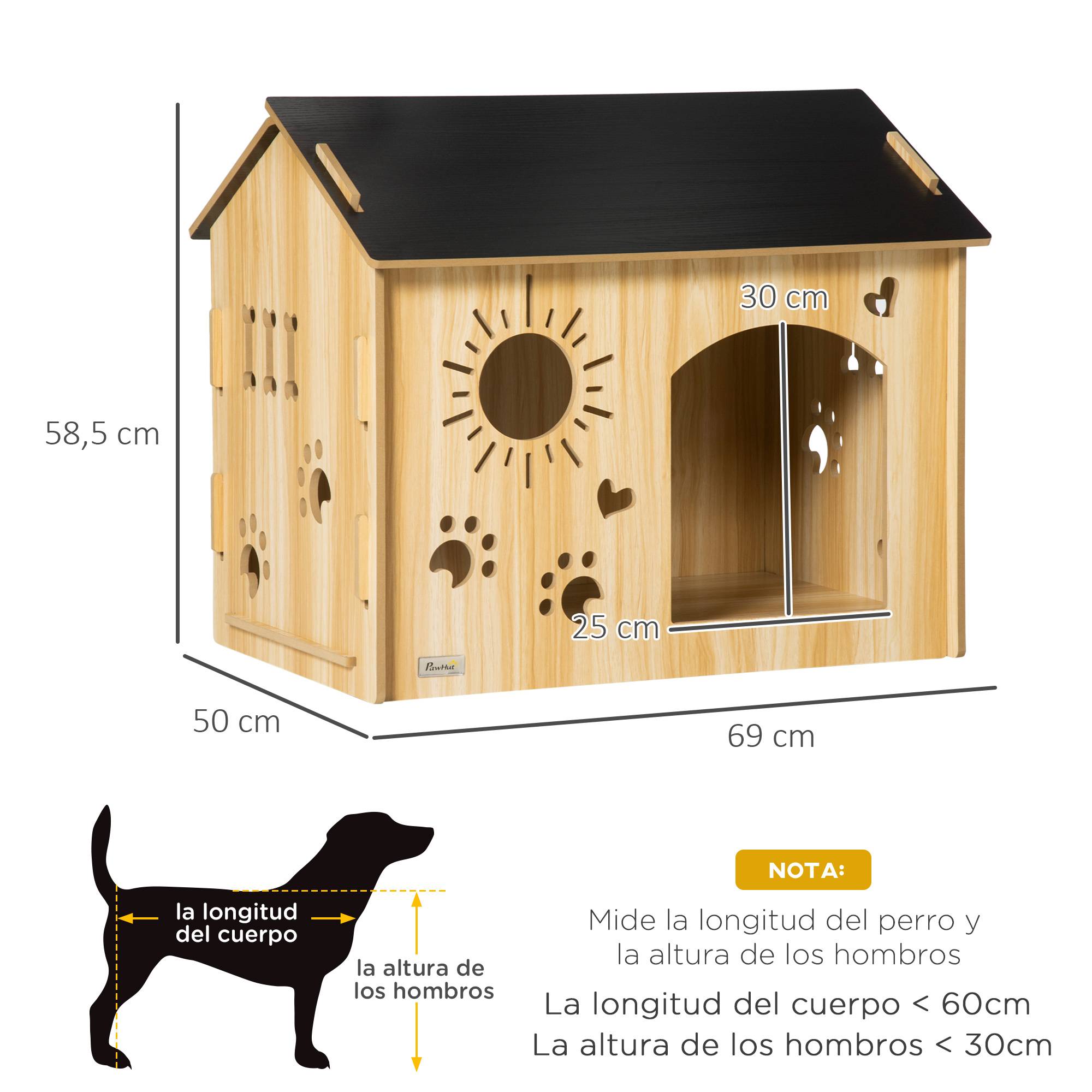 Niche d'Intérieur pour Petit Chien en MDF Design Original avec Aérations 69x50x58,5 cm Chêne - ComfortXL Outdoor Living - Image 5