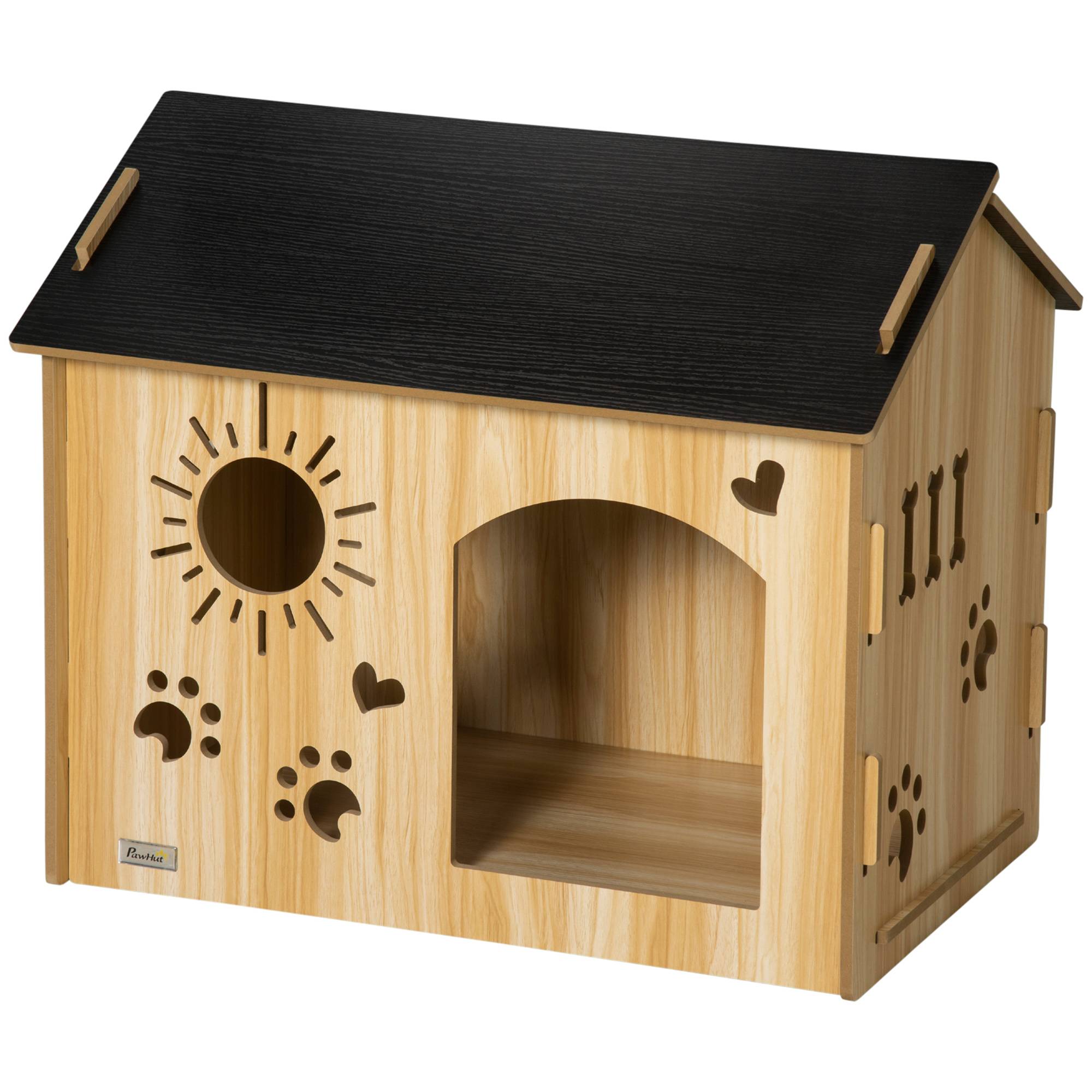 Niche d'Intérieur pour Petit Chien en MDF Design Original avec Aérations 69x50x58,5 cm Chêne - ComfortXL Outdoor Living - Image 2