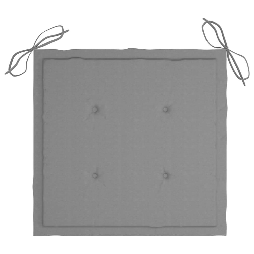 Chaises de jardin empilables Teck solide avec coussins gris 60 x 57.5 x 90 cm - PANGIVO - Image 9