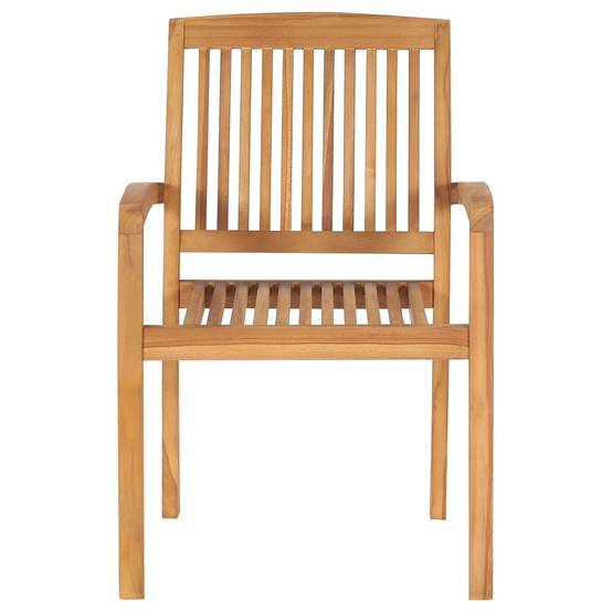 Chaises de jardin empilables Teck solide avec coussins gris 60 x 57.5 x 90 cm - PANGIVO - Image 5