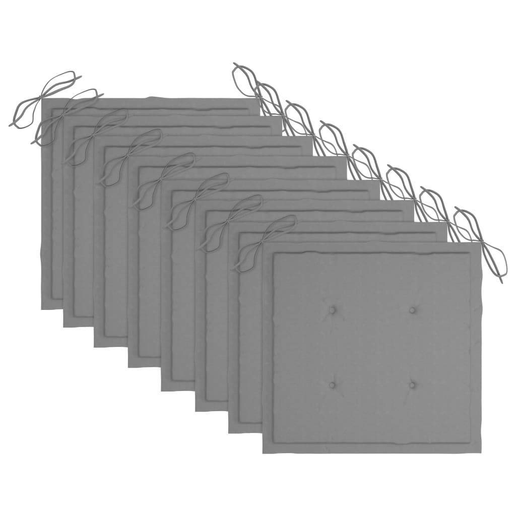 Chaises de jardin empilables Teck solide avec coussins gris 60 x 57.5 x 90 cm - PANGIVO - Image 7