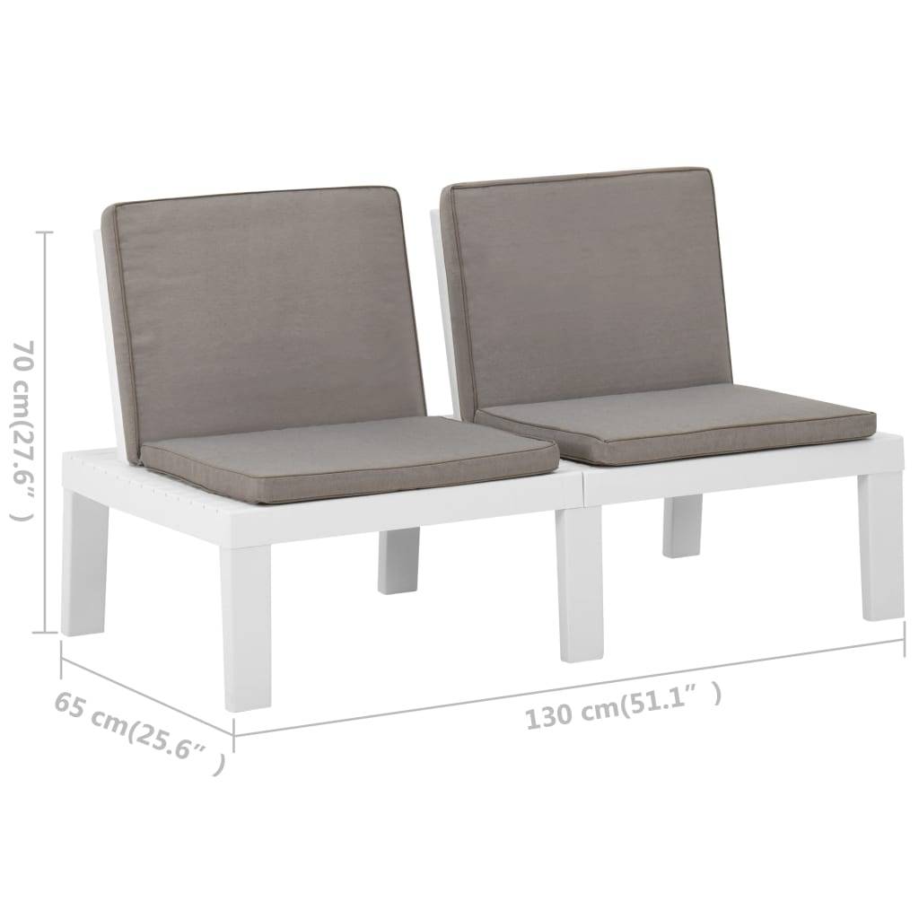Salon de Jardin 2 pcs Canapé et Table Basse Plastique Coussins Blanc – ComfortXL Outdoor Living - Image 10
