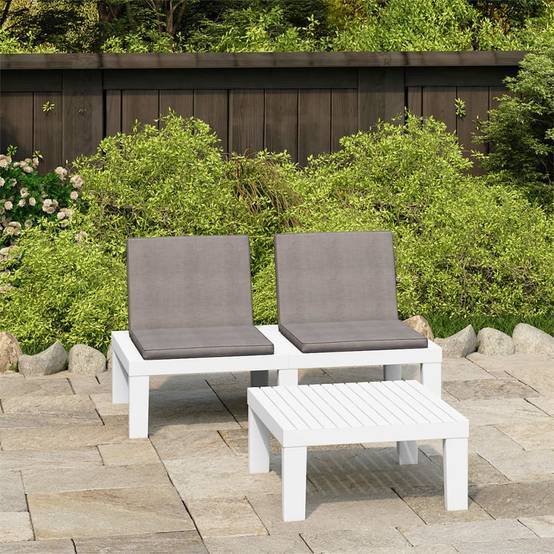 Salon de Jardin 2 pcs Canapé et Table Basse Plastique Coussins Blanc – ComfortXL Outdoor Living - Image 1