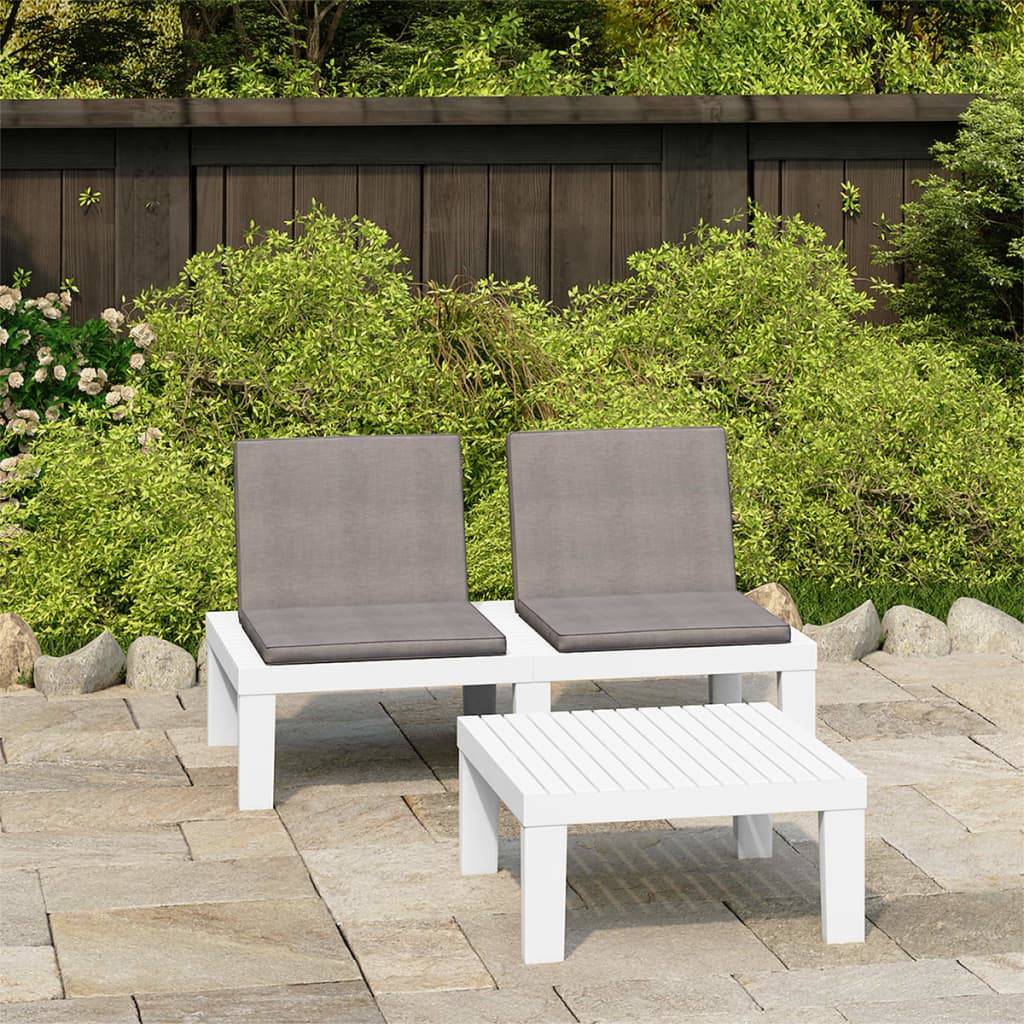 Salon de Jardin 2 pcs Canapé et Table Basse Plastique Coussins Blanc – ComfortXL Outdoor Living - Image 1